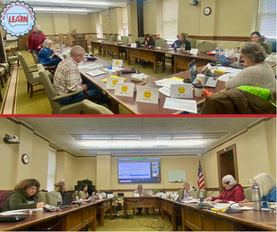 Image of the Math Negotiated Rulemaking Committee conducting work at the capitol building in January. 